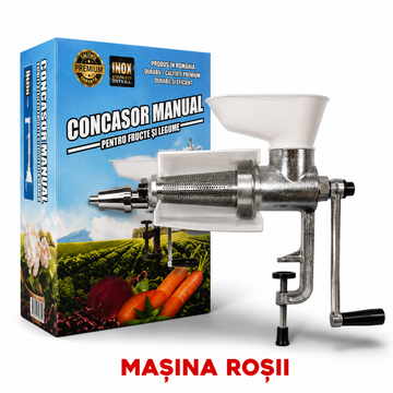 Masina tocat ,separator seminte rosii, duraluminiu, separator seminte, surub reglare nivel stoarcere, SB-1