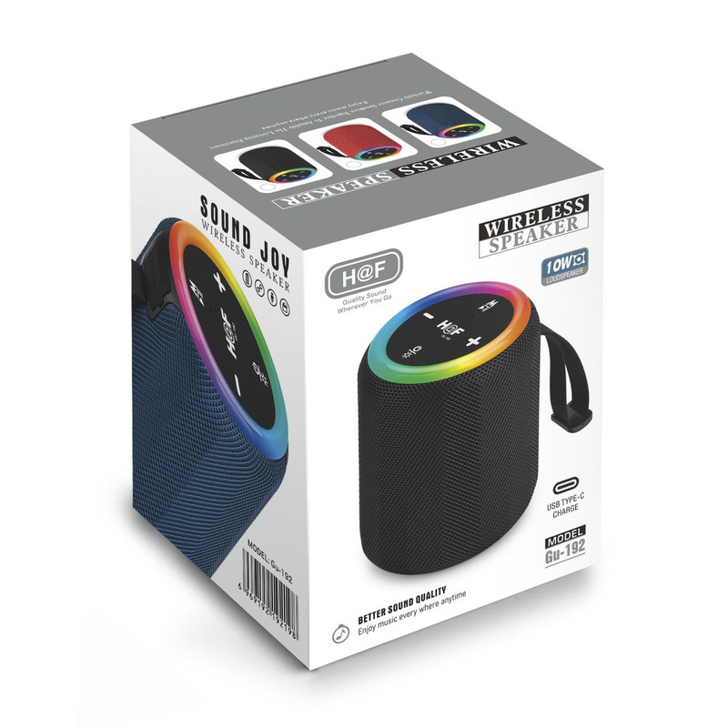 Boxă Portabilă Wireless HOF Sound Joy, Bluetooth, 10W, USB Type-C, LED RGB, Autonomie Mare, Compactă