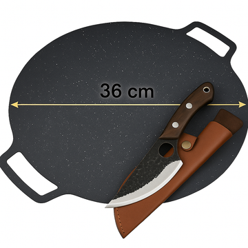 Set Japonez Profesional – Cuțit de Bucătar și Plită din otel carbon 36 cm pentru Gătit Tradițional