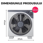 Ventilator Box Fan 12 Inch, 40W, 3 Viteze, Timer Integrat, Moduri Natural/Sleep, Funcționare Silențioasă, Ventilație Puternică pentru Casă și Birou