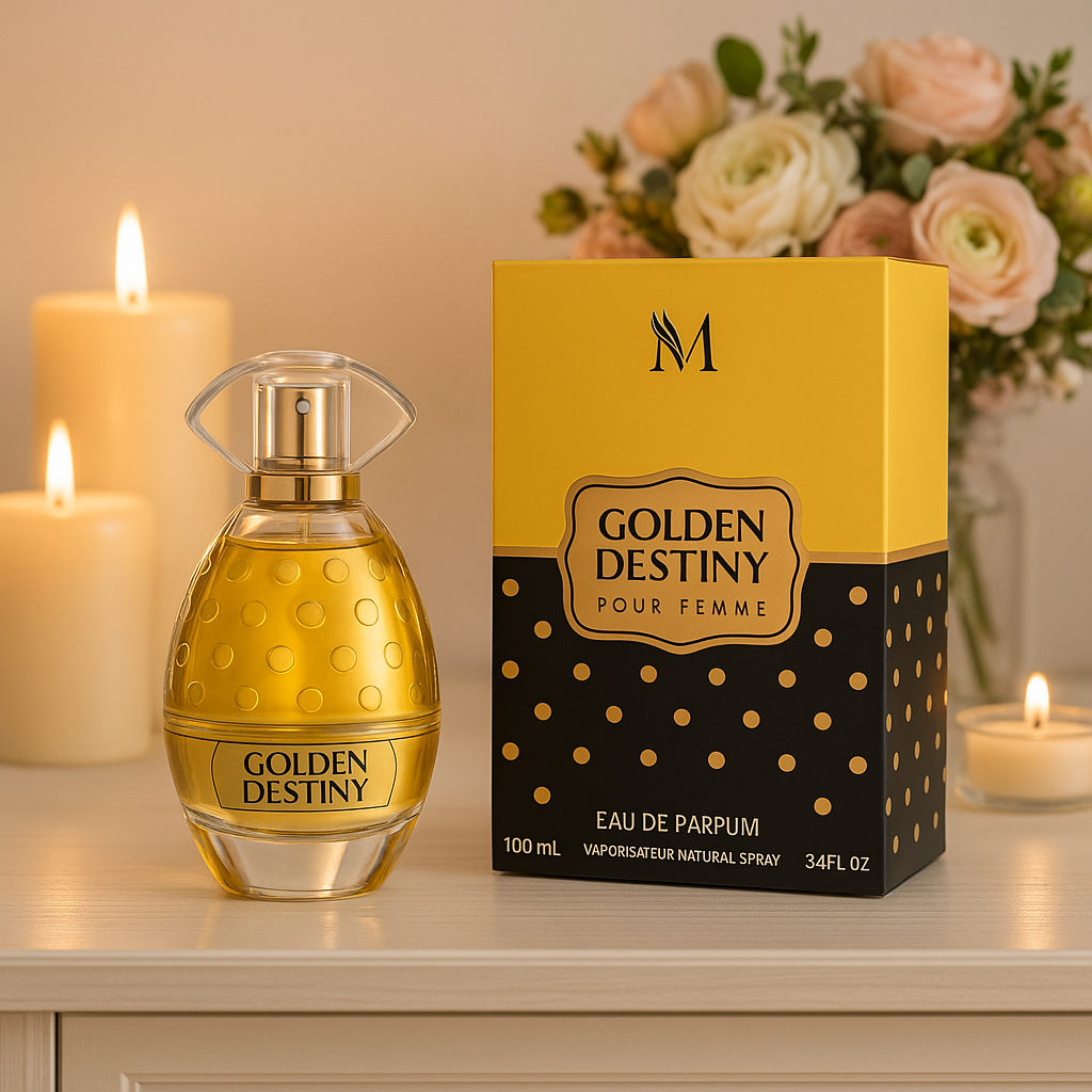 Golden Destiny Pour Femme – Apă de Parfum de Lux 100ml | Eleganță, rafinament și feminitate într-un parfum floral-oriental