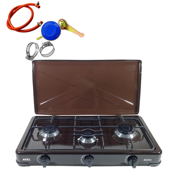 Aragaz cu 3 ochiuri Maro,   + Kit instalare GPL +furtun  2M,coliere,ceas butelie