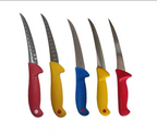 Set 5 cutite macelarie bucatarie ,dezosat transat ,filetat ,otel inoxidabil ,maner ergonomic ,dimensiuni 26cm si 28cm