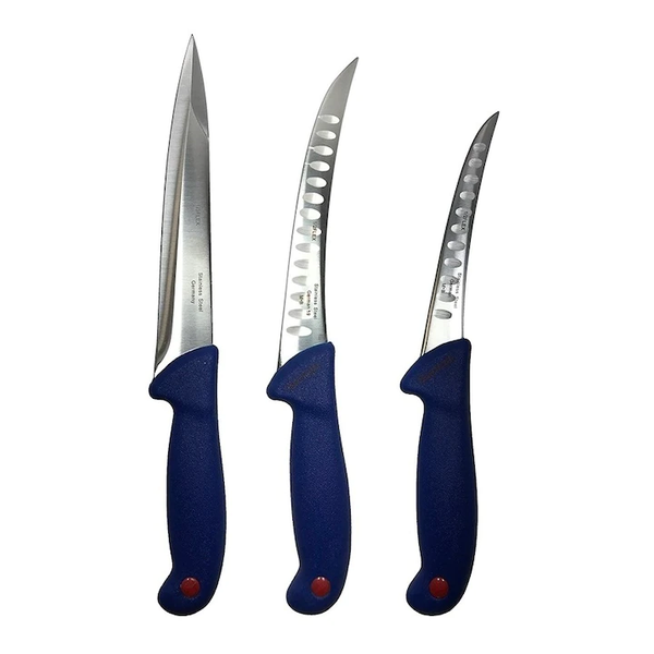 Set 3 cutite macelarie,de Injunghiat,cu alveole, transat, dezosat, filetat, otel carbon