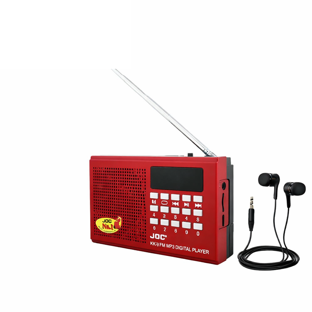 Radio portabil JOC FM, MP3, USB, slot card, afișaj digital, +casti fir , antenă telescopică