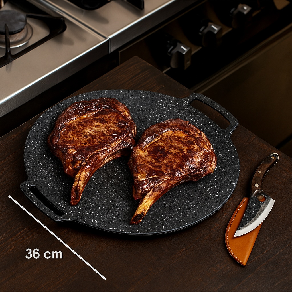 Set Japonez Profesional – Cuțit de Bucătar și Plită din otel carbon 36 cm pentru Gătit Tradițional