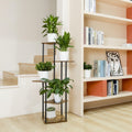 Suport Metalic inalt pentru Plante cu 4 Niveluri, Raft Retro din Lemn pentru Plante Interne, potrivit in Living, Terasa, Gradina si Birou, Inaltime 106.30 cm