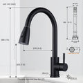Baterie de bucatarie, Inox, Dus extensibil, Rotire 360, Negru