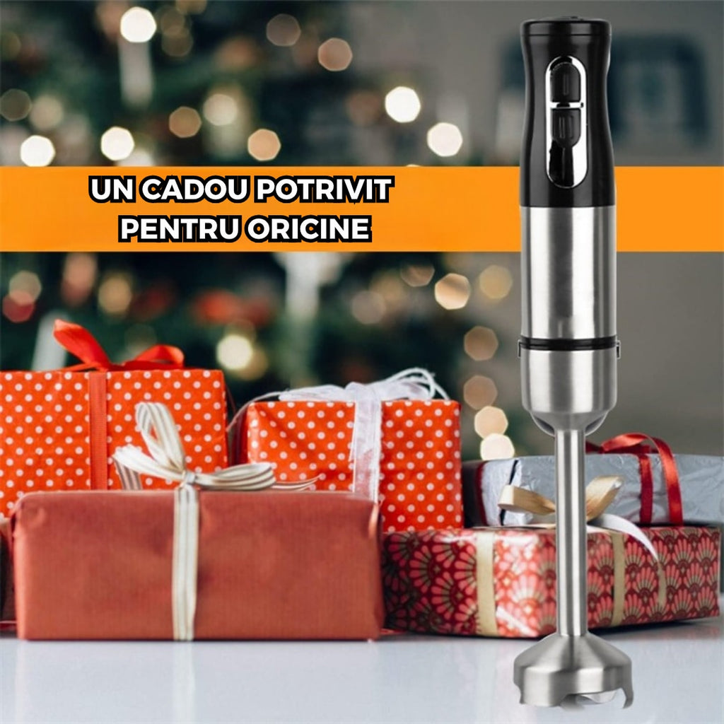 Blender vertical multifunctional 4 in 1 Tocator, Tel, Mixer, Accesorii complete din inox si plastic durabil, viteza reglabila, Design ergonomic