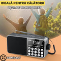 Radio Portabil FM, Cablu USB, microSD, Lanterna LED, Acumulator 18650, Conectivitate Bluetooth, Gri FEROTIB