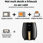 Friteuza cu aer cald 6L digitala cu panou tactil si programe presetate gatit fara ulei, cos antiaderent si control LCD