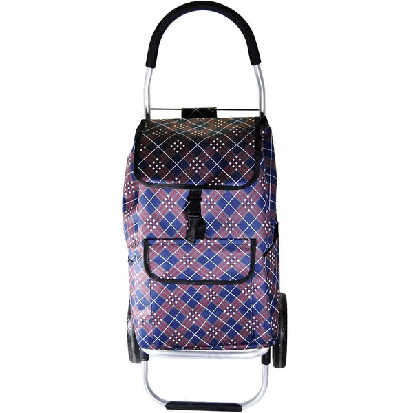 Carucior pentru cumparaturi, piata, incapator, sac 40 l, roti mari, carouri