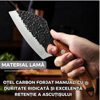 Cutit Satar Japonez Profesional, Lama Forjata din Otel Carbon, Maner Ergonomic din Lemn