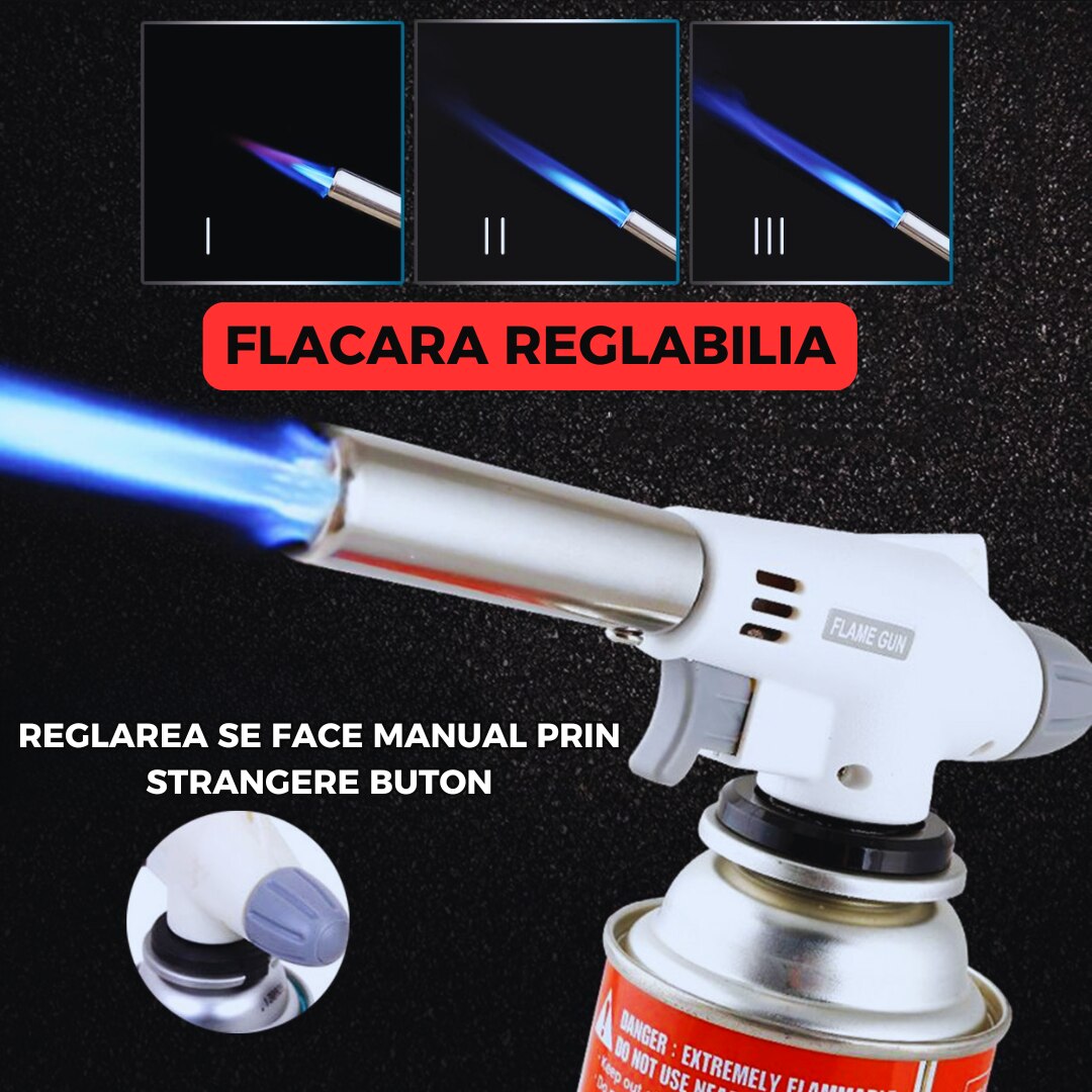Arzator camping, Plastic/Ceramica/Metal, 1120 W, Alb/Argintiu, flacara reglabila, multifunctional