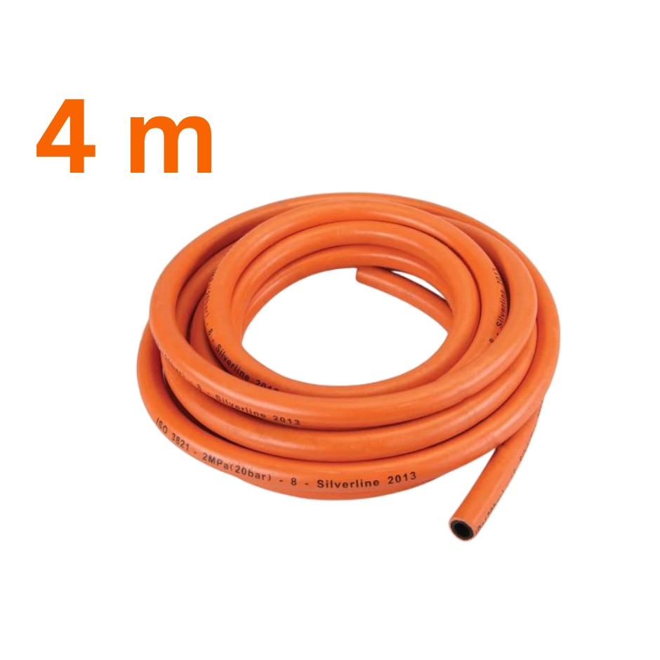 Pachet Comple compus dintr-un Ceas pentru butelie 4 metri de furtun gaz portocali. Piulita butelie gaz cu filet stanga. 2 buc coliere