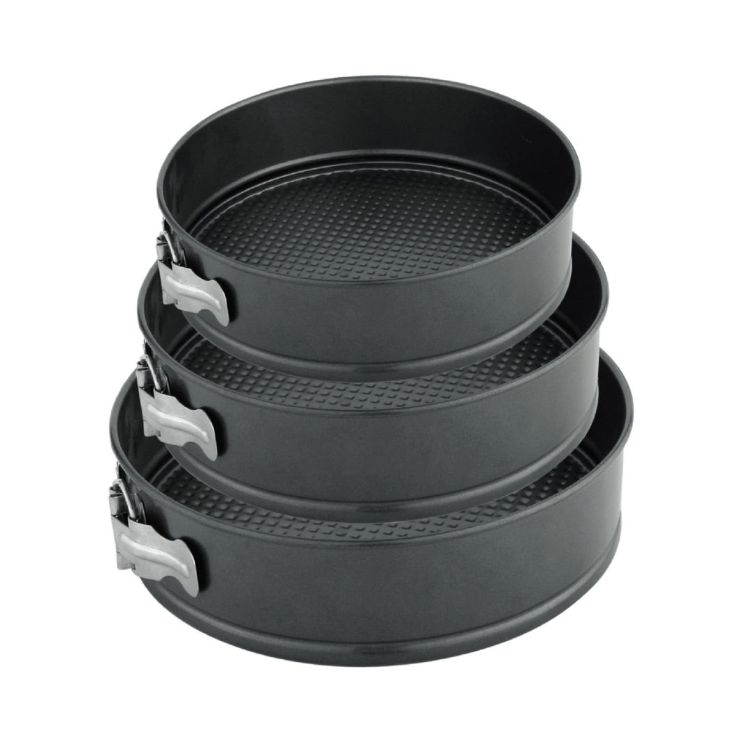 Set 3 forme pasca, tort, prajituri cu baza detasabila, 24, 26 si 28 cm, 3 L / 3.5L / 4, forma rotunda, negru