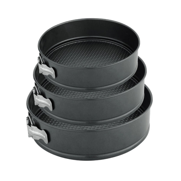 Set 3 forme pasca, tort, prajituri cu baza detasabila, 24, 26 si 28 cm, 3 L / 3.5L / 4, forma rotunda, negru