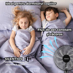 Ventilator Vertical cu Inaltime Reglabila 3 Trepte de Viteza, Design Modern, Silentios, Negru