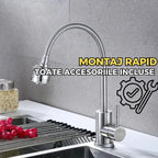 Baterie bucatarie ITALOMIX premium, pipa flexibila 360°, inox SUS304, finisaj satinat, jet reglabil, cartus ceramic, design modern si durabil,1250 g