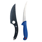 Set 2 Cutite Profesionale Macelarie & Bucatarie, Cutit Japonez Forjat Manual 27.5 cm + Cutit Curbat pentru Dezosat 28 cm, Otel Inoxidabil, Maner Lemn & Plastic, Ergonomice