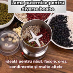 Rasnita electrica din inox 150W pentru cafea boabe, condimente si cereale cu lame ascutite si recipient 100 ml, usor de curatat
