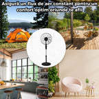 Ventilator Vertical cu Inaltime Reglabila 3 Trepte de Viteza, Design Modern, Silentios, Negru