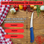 Set 2 Cutite Profesionale Macelarie & Bucatarie, Cutit Japonez Forjat Manual 27.5 cm + Cutit Curbat pentru Dezosat 28 cm, Otel Inoxidabil, Maner Lemn & Plastic, Ergonomice