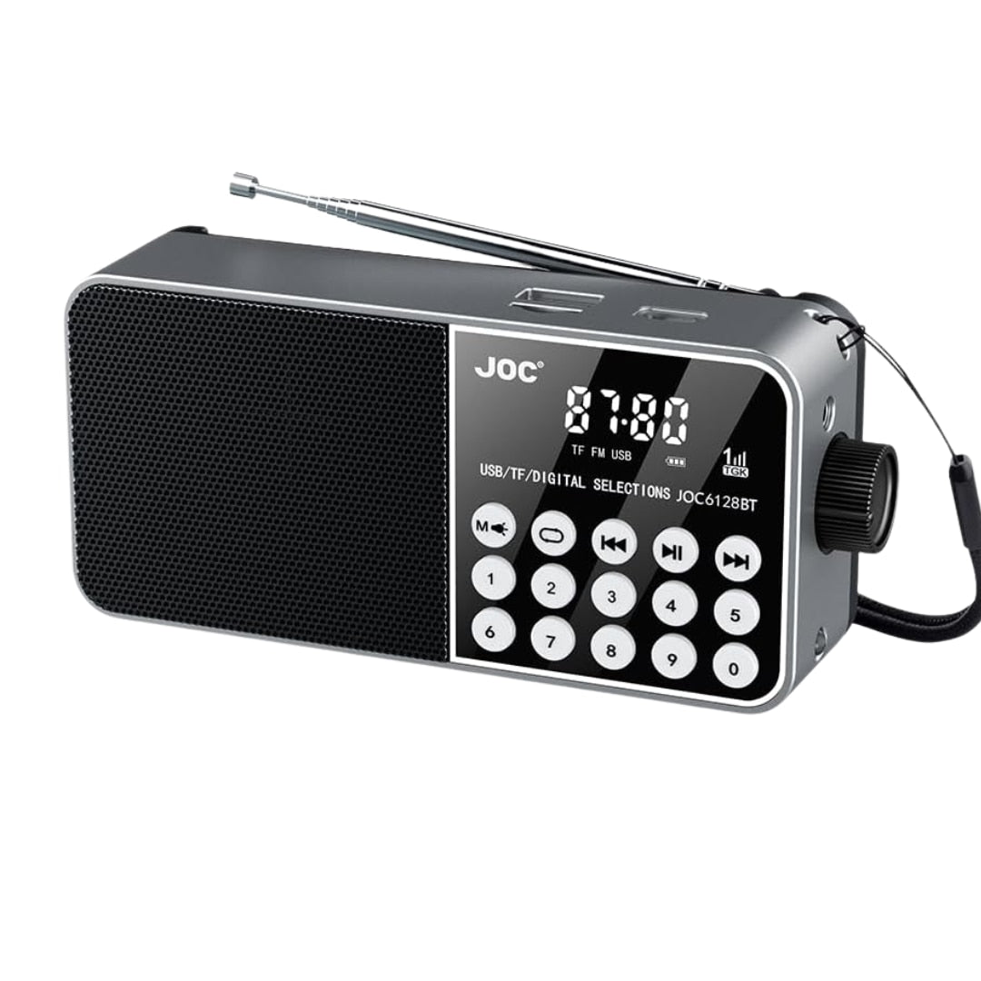 Radio Portabil FM, Cablu USB, microSD, Lanterna LED, Acumulator 18650, Conectivitate Bluetooth, Gri FEROTIB