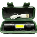 Lanterna reincarcabila 2 in 1, neagra, 3 moduri de iluminare