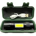 Lanterna reincarcabila 2 in 1, neagra, 3 moduri de iluminare