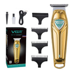 Aparat de tuns profesional VG 911 fara fir, motor puternic, 4 piepteni, lame inox, autonomie 3h, auriu premium
