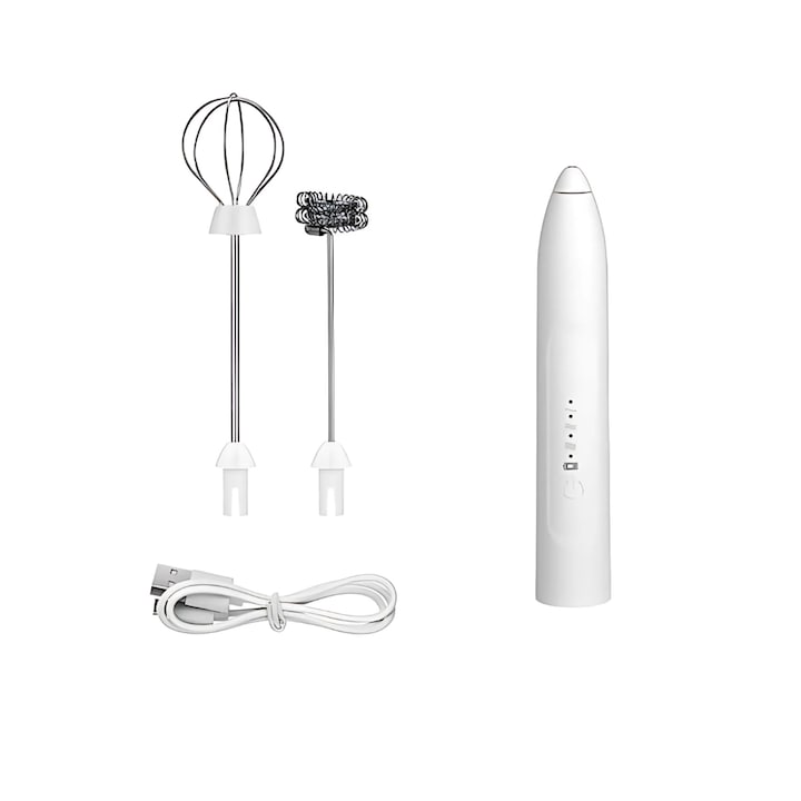 Mixer Electric Portabil 2 in 1 Spumator Lapte si Tel pentru Oua, Reincarcabil USB, 3 Viteze