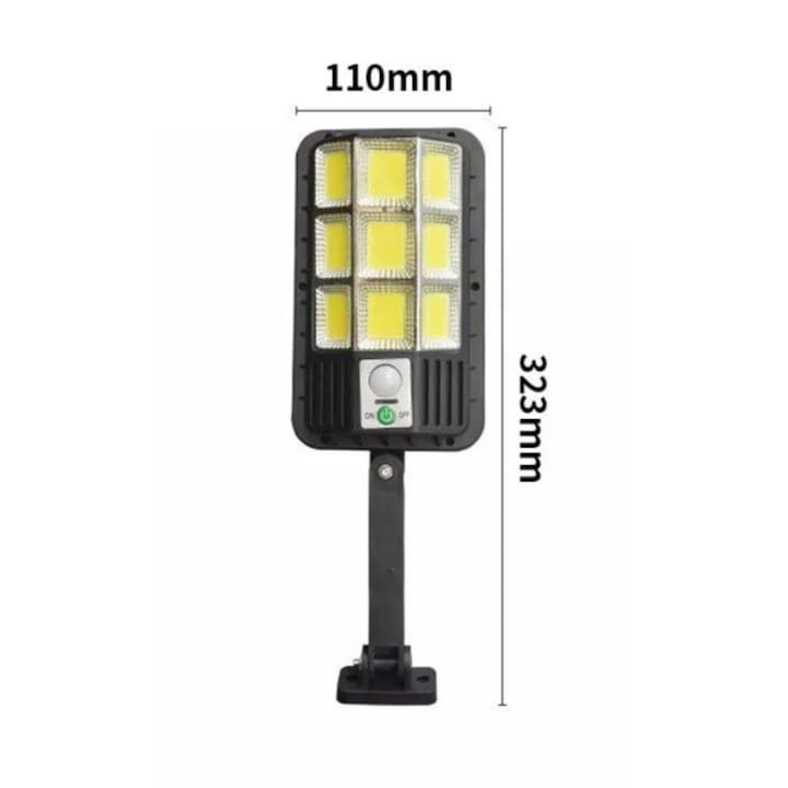 Lampa solara stradala 30w, 150 led, senzor de miscare si lumina, telecomanda, 3 moduri iluminare, ip65