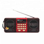 Radio portabil Smartix, USB, SD, Afisaj, Baterie reincarcabila, Negru/rosu