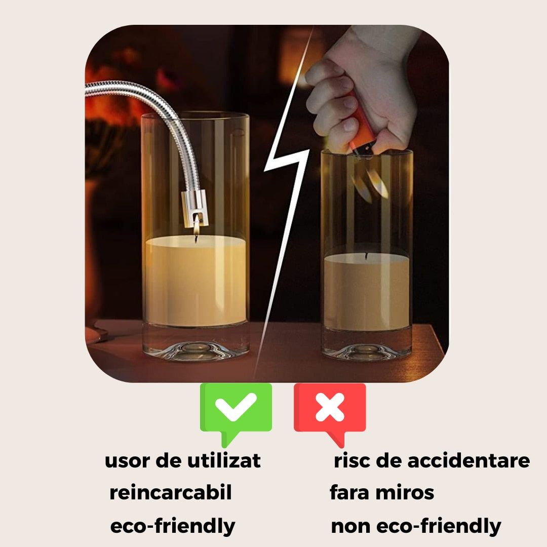 Bricheta Electrica USB cu Gat Flexibil, Fara Flacara, Reincarcabila, Sigura si Eco-Friendly, Gold