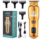 Masina profesionala de tuns VGR V927, USB, Display LCD, 4 capete interschimbabile, aurie, 600mAH