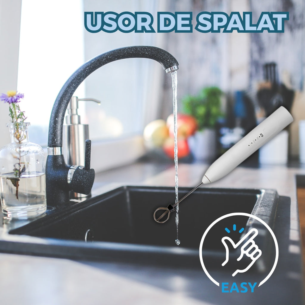Mixer Electric Portabil 2 in 1 Spumator Lapte si Tel pentru Oua, Reincarcabil USB, 3 Viteze