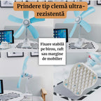 Ventilator Electric de Masa cu 5 Pale Flexibile, Design Silentios, Ultra Usor si Portabil, Pentru Birou, Dormitor, Albastru