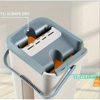 Set Galeata cu Storcator si Mop SUPER TRENDS®, 2 Cuve Pentru Spalare si Uscare Fara Atingere + 4 x Laveta Microfibra Reutilizabila, Gri