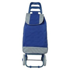 Carucior pentru cumparaturi, Multistore, cadru metalic, roti din spuma, capacitate 25 L, inaltime 90 cm, Albastru inchis