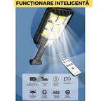 Lampa solara stradala 30w, 150 led, senzor de miscare si lumina, telecomanda, 3 moduri iluminare, ip65