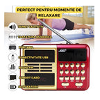 Radio portabil FM, MP3 portabil digital, cu ecran LCD, lanterna LED, USB, card SD, Mufa Jack, baterie reincarcabila, Conectivitate Bluetooth, Rosu