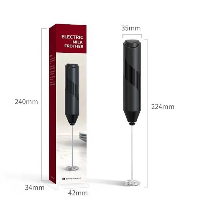 Mixer pentru spuma de lapte, cafea, maioneza, oua, caffe latte, ciocolata calda, cappuccino, 35 x 224mm