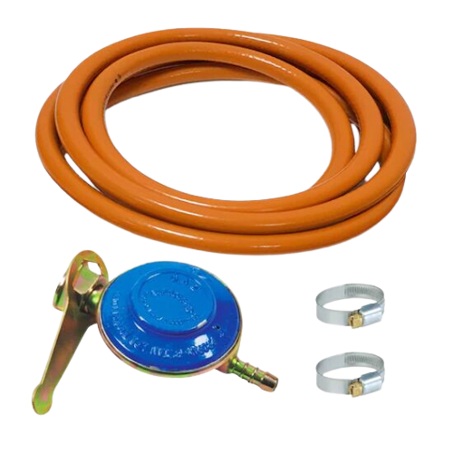 Aragaz din sticla securizata, 1 ochi, aprindere pe quartz + Kit reglabil GPL RH-10 + Tub flex 2M