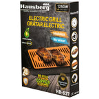 Gratar fara Fum HAUSBERG HB-537 SMOKELESS BARBEQUE, 1250W, Zona de gatit: 23cm x 36cm, Negru + Scandura De Taiat, Manopera Solida, Stabila, Maner Pentru Agatare, 38 x 28 cm