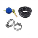 Pachet - 2 m furtun negru cu insertie pentru butelie, ceas pentru butelie si 2 coliere prindere